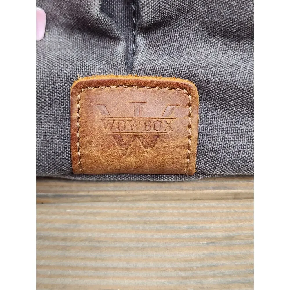 Wowbox Brown Gray Leather Detachable Strap Buckle Messenger Bag